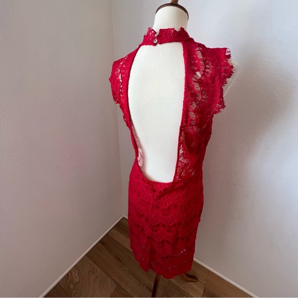 NWT Free People Red Lace Dress - Picture 6 of 13